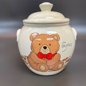 Vintage Treasure Craft Cookie Jar Canister Teddy Bear‎ approx. 9" High